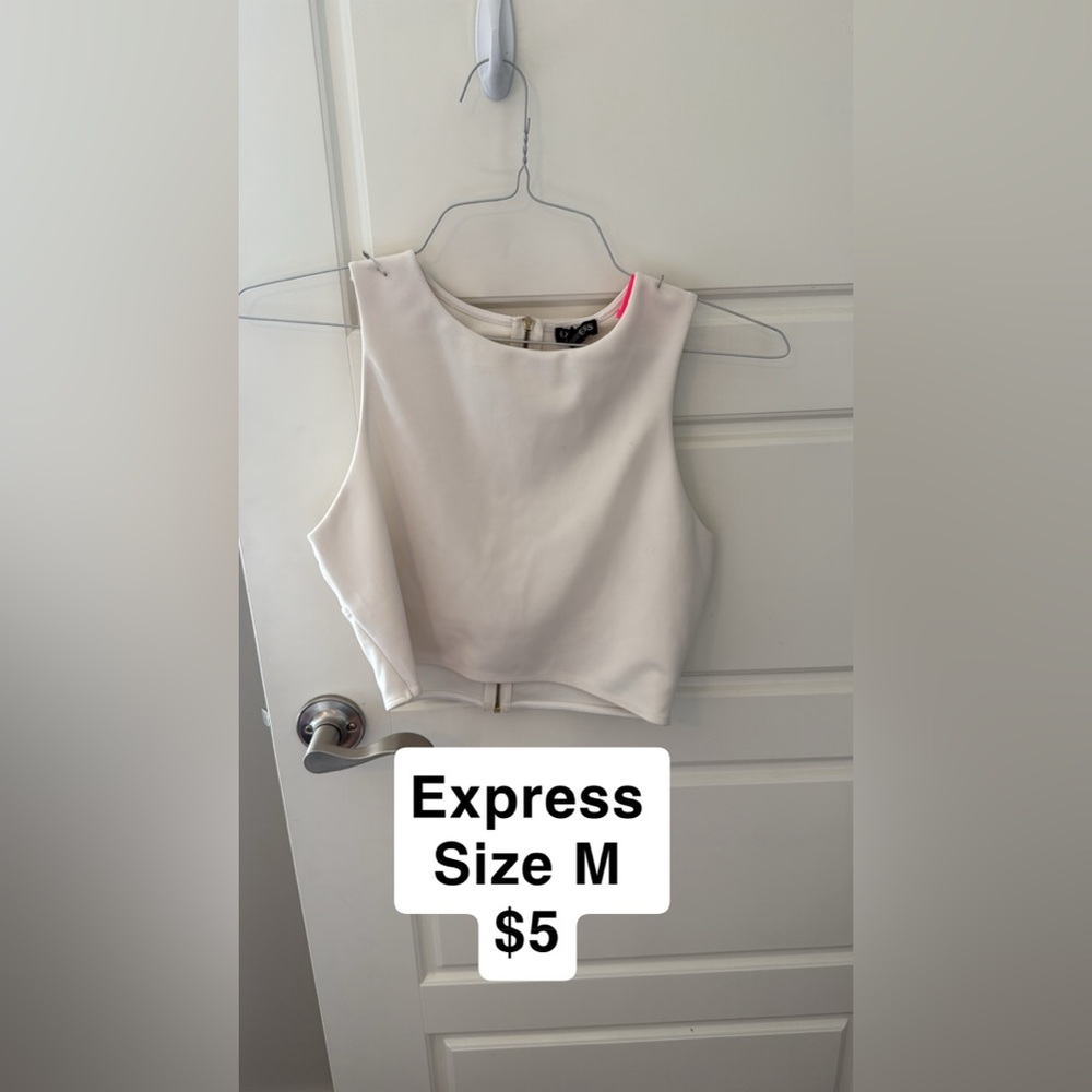 Express Ivory Sleeveless Crop Top